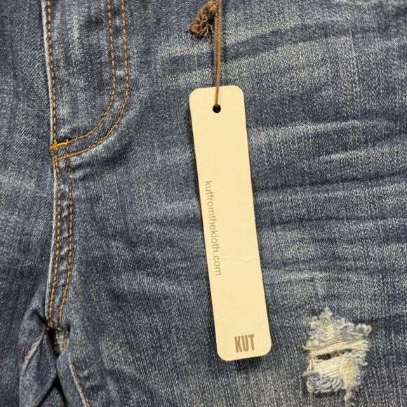 KUT from the Kloth Jeans Womens 2 Blue Catherine Boyfriend Distressed Stretch - Picture 5 of 14